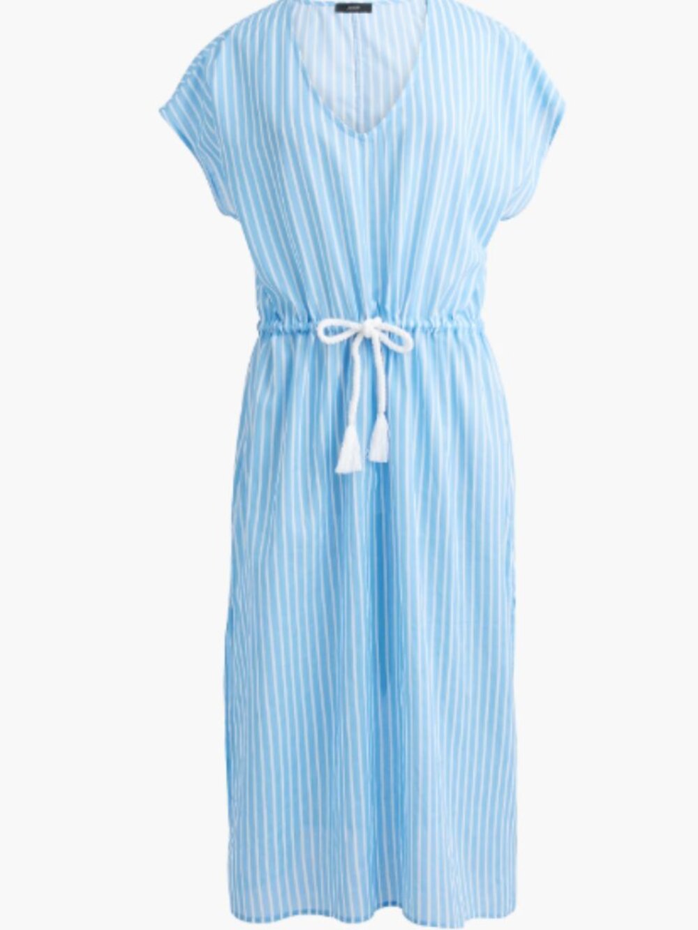 NWOT Jcrew Blue & White Striped V-Neck Drawstring Swim Cover-up